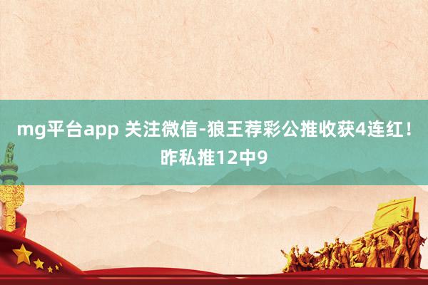 mg平台app 关注微信-狼王荐彩公推收获4连红！昨私推12中9