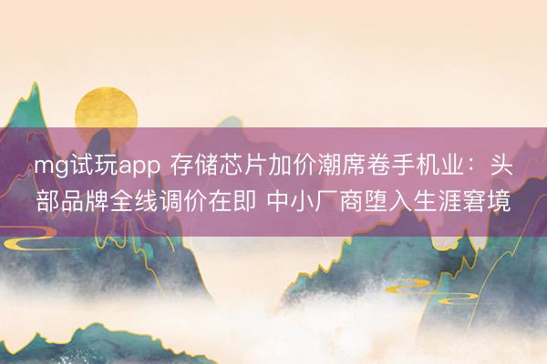 mg试玩app 存储芯片加价潮席卷手机业：头部品牌全线调价在即 中小厂商堕入生涯窘境